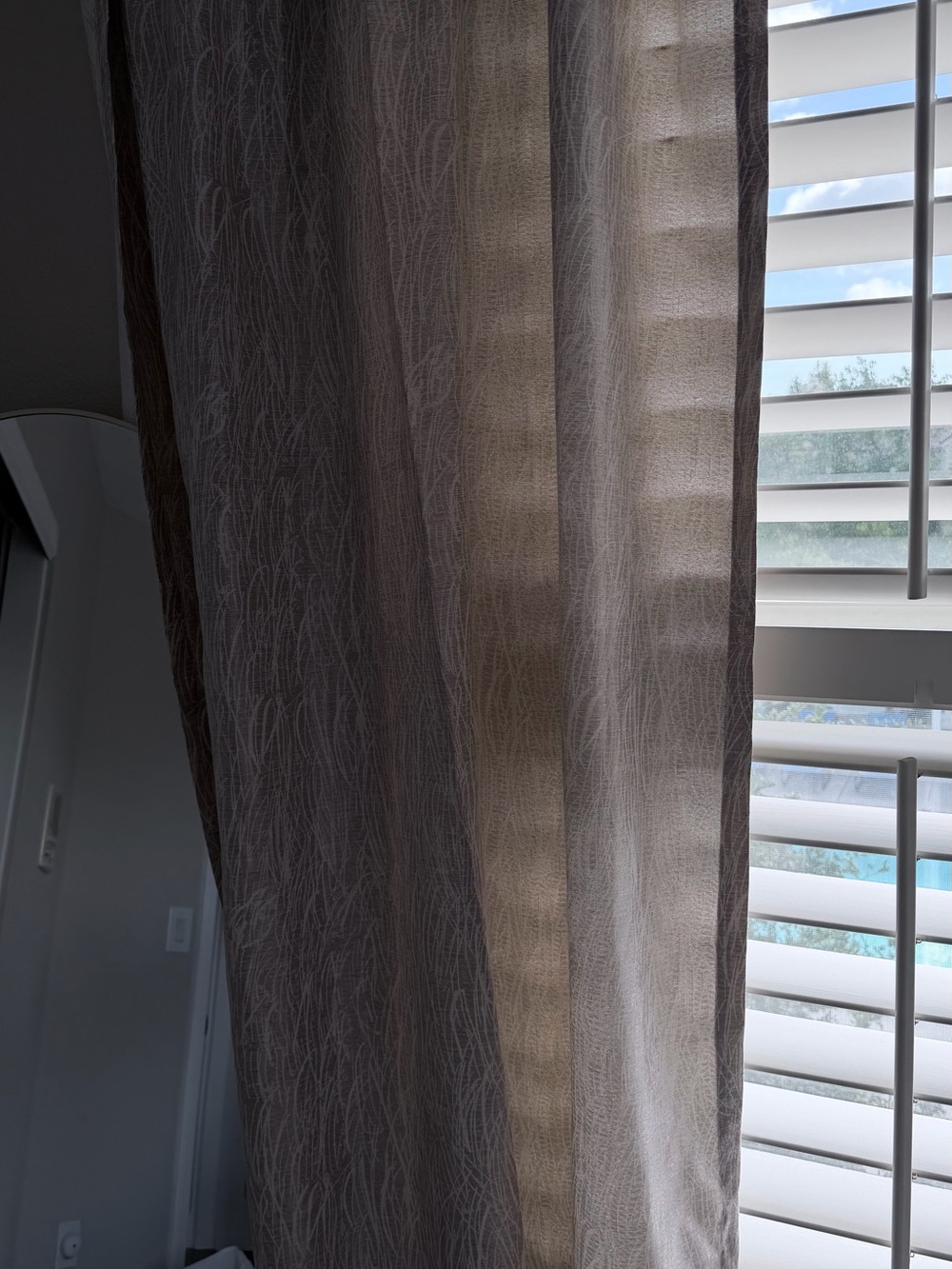 West Elm Sheer Textured Curtain Panel in Taupe and Cream